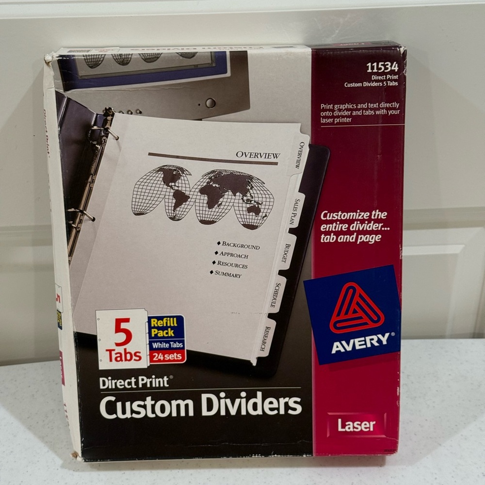 NEW Avery Laser Direct Print Custom Dividers with White Tabs ~ 24 Sets - Picture 8 of 8